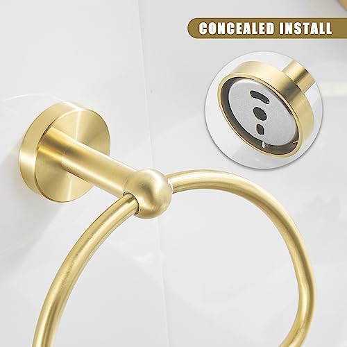 Leyden Toilet Paper Holder Towel Ring Brushed Gold Bathroom Hardware Hand Towel - Image 7