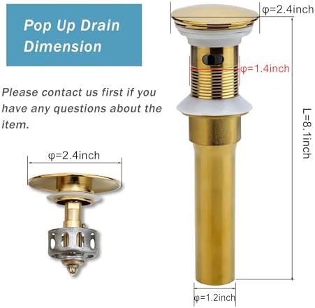 Rockgoya Bathroom Sink Drain, 5 Pack Gold Drain Stopper Bathroom Sink - Image 2