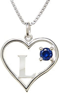 Silver Sterling Necklace Initial Letter A-Z Birthstone for Women – Personalized Custom Jewelry Pendant with Heart Design Customized Dainty Charm for Wife Girlfriend Mom – 18" Box Chain