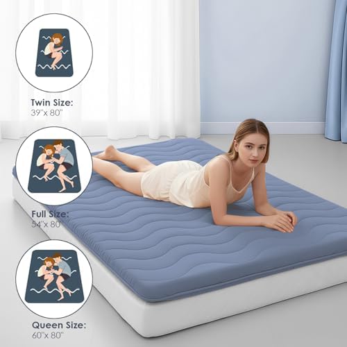SCHNAUZER HOME Japanese Floor Mattress Futon Mattress Twin 3.5" Thick Blue - Image 6