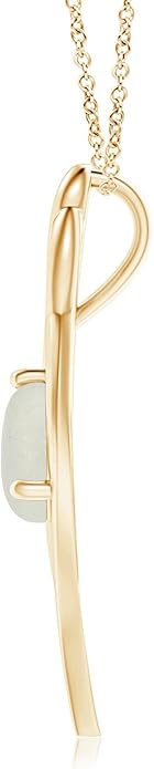Angara Natural Moonstone Pendant for Women | Moonstone Angel Wing Bypass Pendant in 14K Solid Gold/Platinum With 18" Chain | Birthday, Anniversary, Gemstone Jewelry Gift