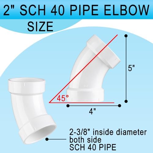Asterbacks 2 inch PVC 45 Degree Elbow Schedule 40 White Pipe Fittings - Image 4