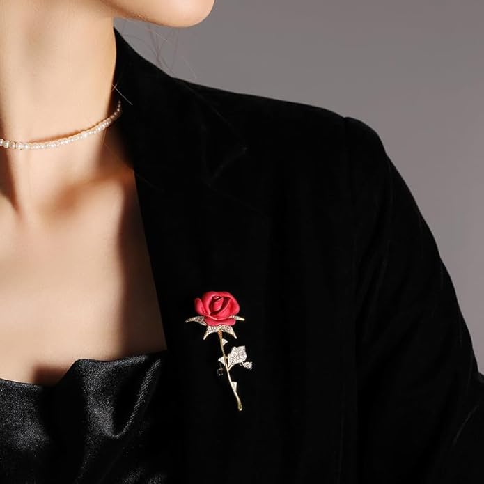 Red Rose Flower Brooches and Pins for Women Costume Jewelry Brooch Pins Broches Jewelry for Women Elegant Lady Pin