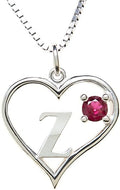 Silver Sterling Necklace Initial Letter A-Z Birthstone for Women – Personalized Custom Jewelry Pendant with Heart Design Customized Dainty Charm for Wife Girlfriend Mom – 18" Box Chain
