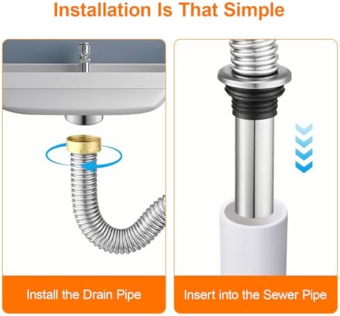 3PCS Kitchen Sink Drain Kit 304 Stainless Steel Sink Drain Pipe - Image 6