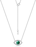 14K Gold/18K Gold Emerald Necklace with Evil Eye Pendant, Protective Jewelry Accessory for Fashion Forward Women