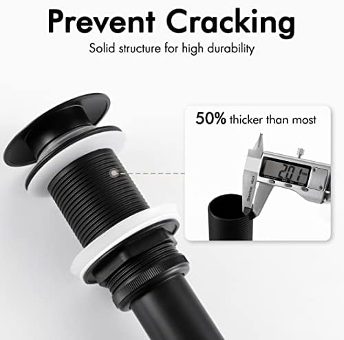 KES Black Sink Drain Without Overflow, Bathroom Sink Stopper, Pop Up Drain - Image 4