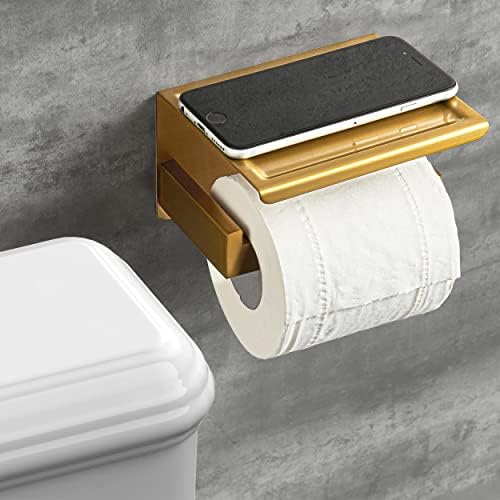 HITSLAM Gold Toilet Paper Holder, Stick on Brushed Brass Toilet Paper Holder - Image 3