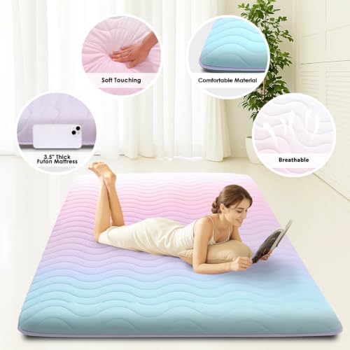 SCHNAUZER HOME Japanese Futon Floor Mattress Queen 3.5" Thick Rainbow - Image 2