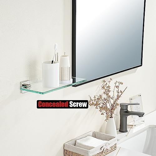JQK Bathroom Glass Shelf Chrome, Tempered Glass Shower Storage 12 by 5 inches - Image 5