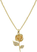 ONLYJUMP Rose Alloy Necklace for Women Heart Pendant Copper Zircon Light Luxury Fashion Jewelry Dainty Romantic Statement Necklace for Daily Wear Ideal Valentine's Day Anniversary Birthday Gift