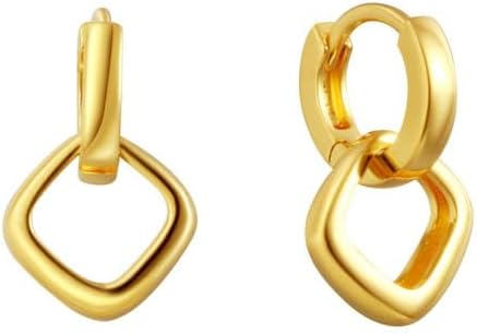 CAITLYNMINIMALIST 18K Gold Sterling Silver Double Link Drop Pave Duo Hoop Huggie Earrings Bold Jewelry for Women