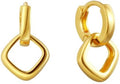 CAITLYNMINIMALIST 18K Gold Sterling Silver Double Link Drop Pave Duo Hoop Huggie Earrings Bold Jewelry for Women