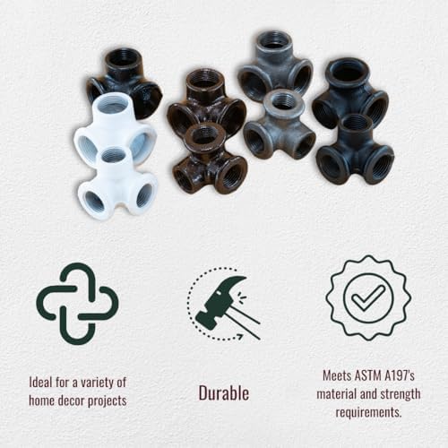 1/2" 3-WAY ELBOW Industrial Threaded Black Iron Pipe Fittings; Black Semigloss - Image 6