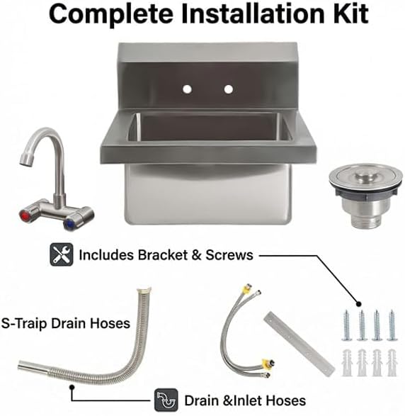 Commercial Hand Sink Stainless Steel, Wall Mount or Drop-in Utility Sink - Image 7