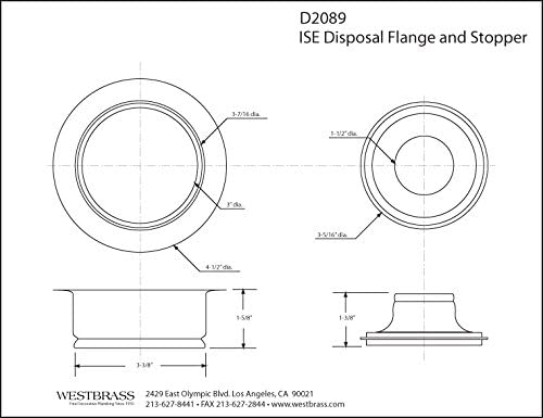 Westbrass D2089-07 4-1/4" Kitchen Sink Waste Disposal Drain Flange and Stopper - Image 2