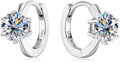 14K Gold Over S925 Sterling Silver 1ct VVS1 D-color Diamond Hoop Earrings for Women, Six-Prong Design, Ideal for Birthday Gifts for Wife
