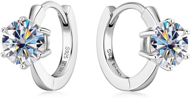 14K Gold Over S925 Sterling Silver 1ct VVS1 D-color Diamond Hoop Earrings for Women, Six-Prong Design, Ideal for Birthday Gifts for Wife