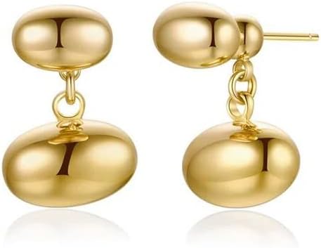 18K Gold Plated Metal bean earring 2 ways to wear it For women