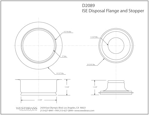 Westbrass D2089-50 4-1/4" Kitchen Sink Waste Disposal Drain Flange and Stopper - Image 4