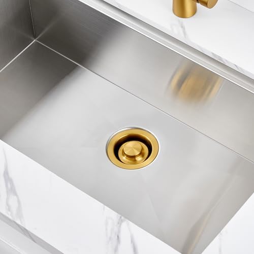Luxier GD02-G Kitchen Sink Garbage Disposal Flange and Stopper in Brushed Gold - Image 4