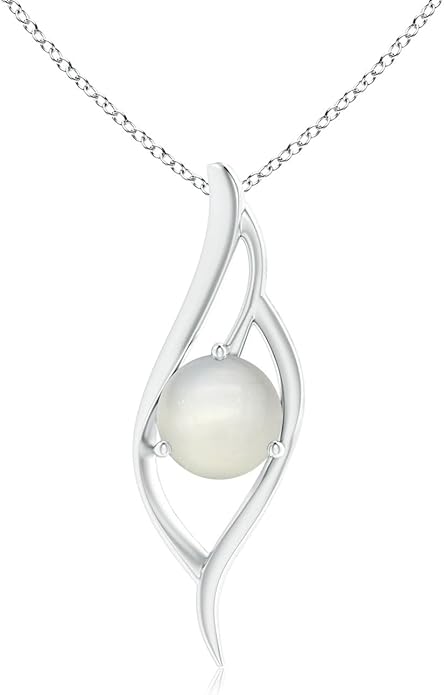 Angara Natural Moonstone Pendant for Women | Moonstone Angel Wing Bypass Pendant in 14K Solid Gold/Platinum With 18" Chain | Birthday, Anniversary, Gemstone Jewelry Gift