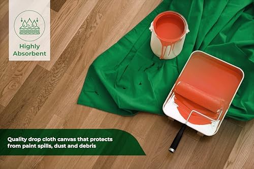 Canvas Drop Cloth for Painting 4x15 feet Pack of 2-8oz Painters Drop Cloths for - Image 2