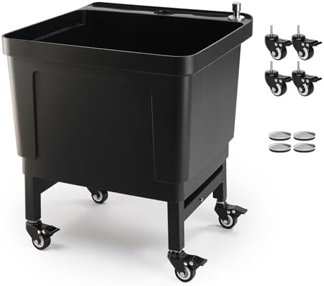 ROVSUN Commercial Mop Sink on Wheels, Plastic Floor Mop Slop Sink, Indoor Use by ROVSUN