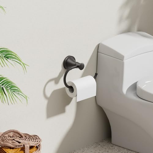 BESy Toilet Paper Holder Wall Mount Bathroom Tissue Roll Holder Matte Black - Image 2