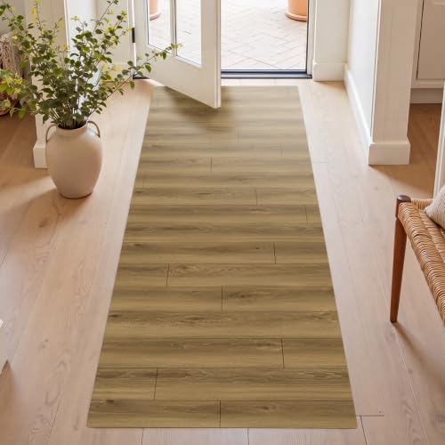 3'x10' Wood Grain Vinyl Floor Mat Non-Slip, Easy Clean Vinyl Runner by Unknown