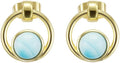 Larimar Stone Stud Earrings for Women, Gold Plated Brass