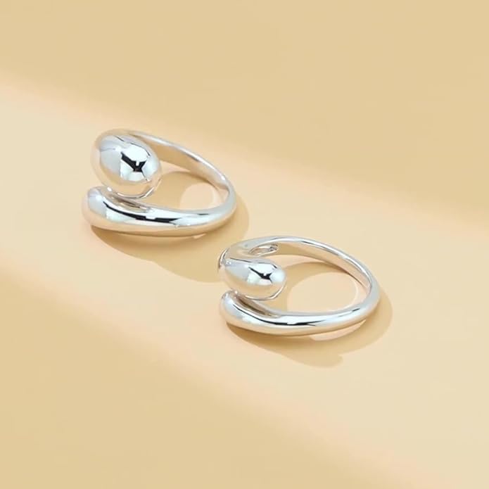 Chunky Rings For Women, Gold Silver Thumb Ring Asymmetrical Wavy Curve Ring Adjustable Non Tarnish Dainty Stainless Steel New Year Anniversary Birthday Jewelry Gift