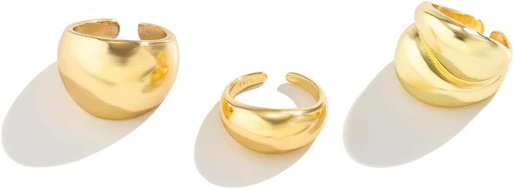 Sora Tuki Rings for Women Chunky Rings Set Adjustable Stackable Ring for Women Bold Thick Statement Ring Trendy Chunky Jewelry