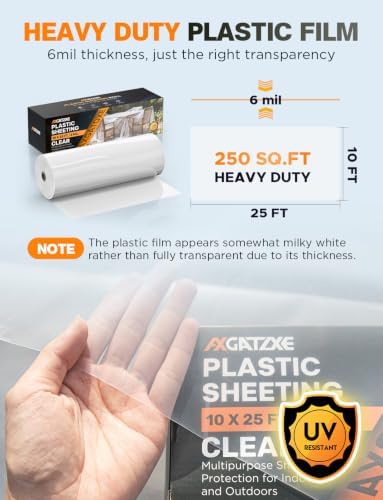 Axgatoxe 6 Mil 10x25 FT Heavy Duty Greenhouse Plastic Sheeting - Image 2