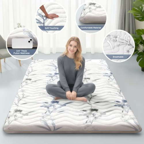 SCHNAUZER HOME Japanese Futon Floor Mattress Full 3.5" Thick Ink Wash - Image 2