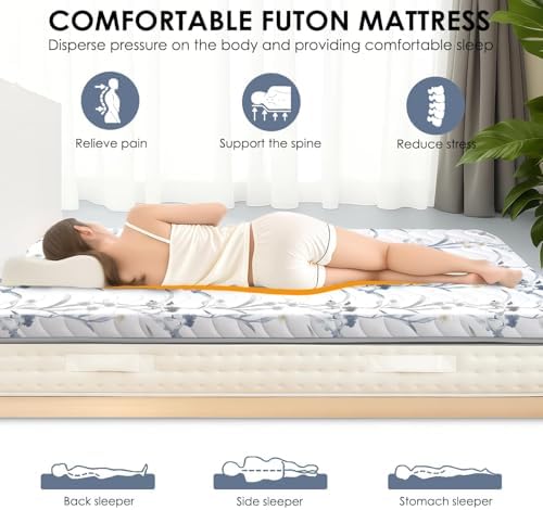 SCHNAUZER HOME Japanese Futon Floor Mattress Full 3.5" Thick Ink Wash - Image 4