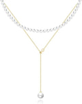 Zeffy Gold Pearl Necklace for Women, Dainty 14K Gold/Silve Plated Layered Pearl Choker Pearl Earrings Pearl Bracelets Wedding Trendy Gold Jewelry Set for Women Gifts