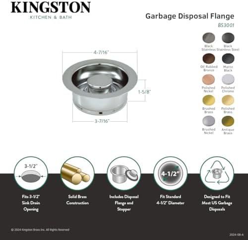 Kingston BS3008 Garbage Disposal Flange, Brushed Nickel - Image 3