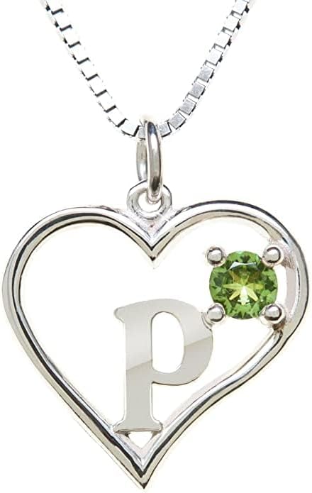 Silver Sterling Necklace Initial Letter A-Z Birthstone for Women – Personalized Custom Jewelry Pendant with Heart Design Customized Dainty Charm for Wife Girlfriend Mom – 18" Box Chain