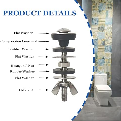 Universal Toilet Tank to Bowl Bolt Kit, Heavy Duty Toilet Tank Replacement Kit - Image 3