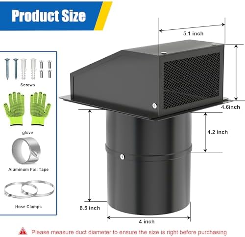 4 Inch Dryer Vent Cover Outside, Hooded Wall Vent - Image 2