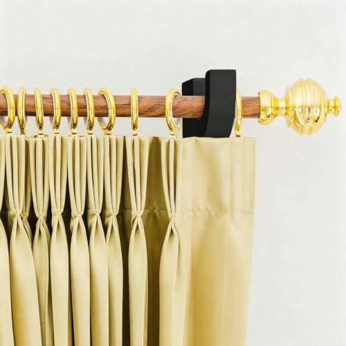 6 Pack Black Curtain Hooks for Wall, Wooden Shower Rod Holder - Image 5