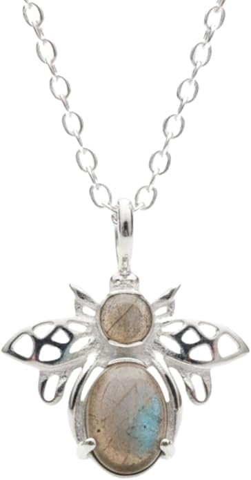 925 Sterling Silver Animal Pendant Necklace Collection for Women | Handmade Natural Gemstone Jewelry | Cat, Bee, Turtle & Bug Designs | Hypoallergenic Silver Necklace Gift for Her