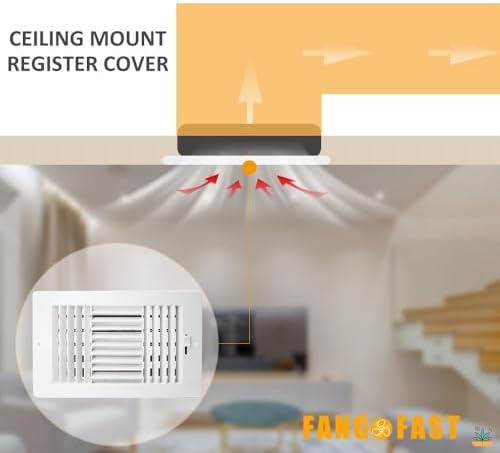 12x8 Inch FanGoFast Ceiling Register 3-Way Plastic Sidewall Ceiling Air Vent - Image 5