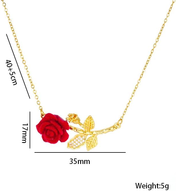 ONLYJUMP Rose Alloy Necklace for Women Heart Pendant Copper Zircon Light Luxury Fashion Jewelry Dainty Romantic Statement Necklace for Daily Wear Ideal Valentine's Day Anniversary Birthday Gift