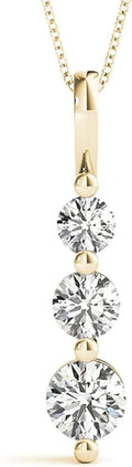 Houston Diamond District 1 to 5 Carat Classic Snowman 3 Stone LAB-GROWN Diamond Pendant Necklace Basic Collection (E-F Color VS2-SI1 Clarity)