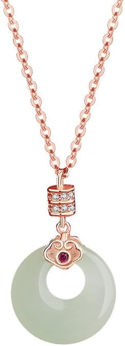 14K Gold Real A Grade Hetian Jade Peace Buckle Necklace, Lucky Koi Moissanite Pendant, Delicate Jade Jewelry Gift for Her Well-being
