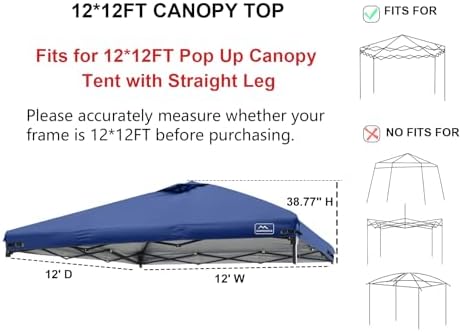 12x12 Replacement Top Pop Up Canopy Tent Cover Roof - Image 2