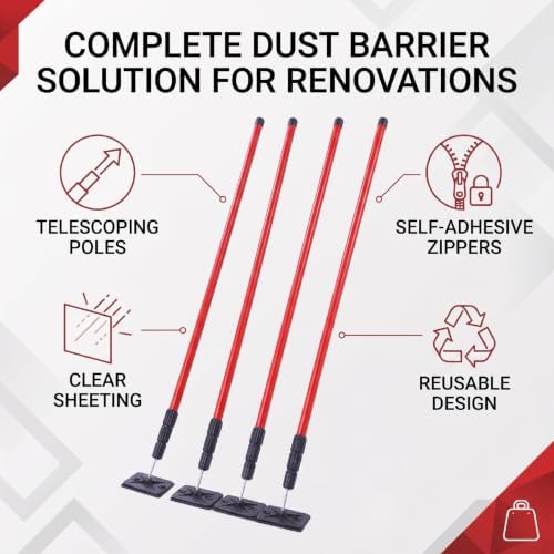10 Ft Adjustable Dust Barrier Pole Kit - Image 6