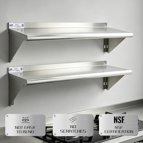 Hally Stainless Steel Shelf 2 Pack Wall Mounted Metal Shelves 12"x36" NSF - Image 4